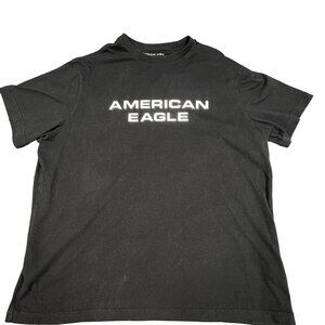 American Eagle Shirt‎ Mens XL Black Standard Fit Spellout Graphic Logo Pullover